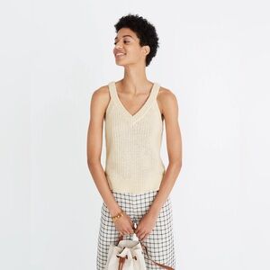 Madewell Stockton Sweater Tank in Cream, Size XL
